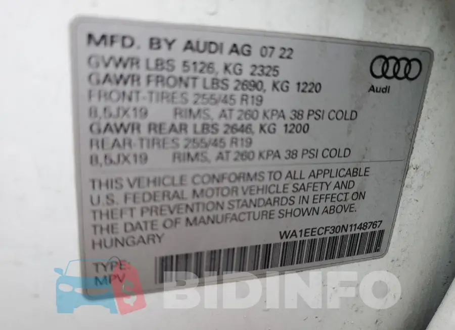 WA1EECF30N1148767 Photo# 12