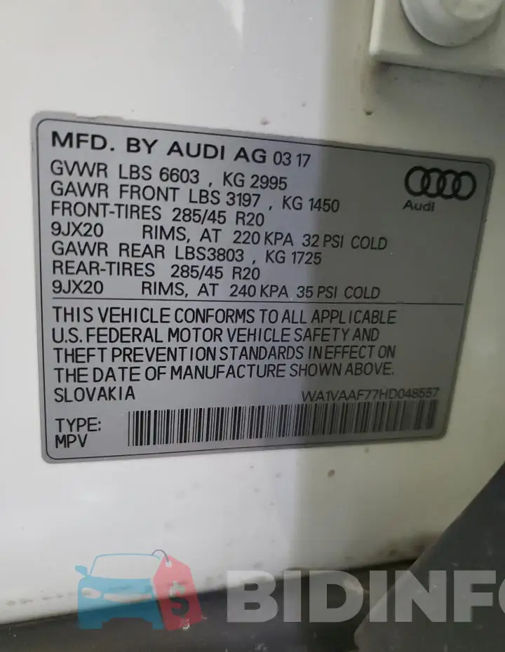 WA1VAAF77HD048557 Photo# 13
