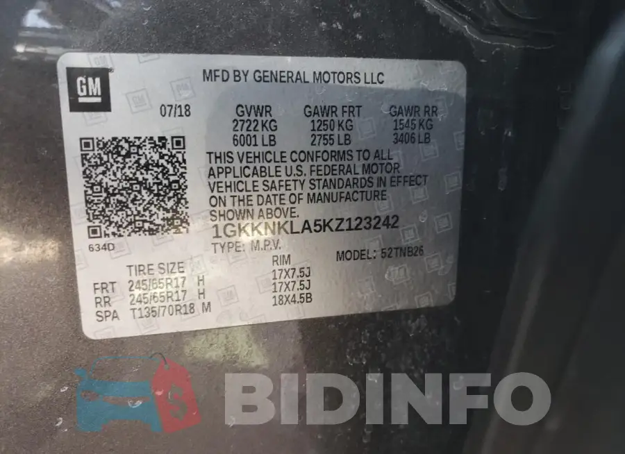 1GKKNKLA5KZ123242 Photo# 13
