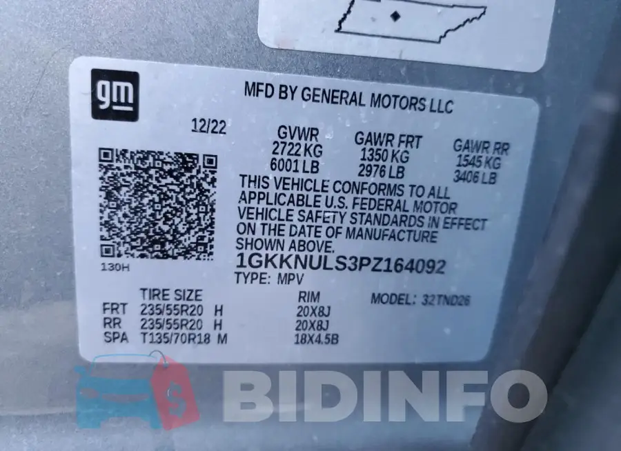 1GKKNULS3PZ164092 Photo# 13