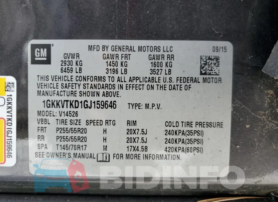 1GKKVTKD1GJ159646 Photo# 13
