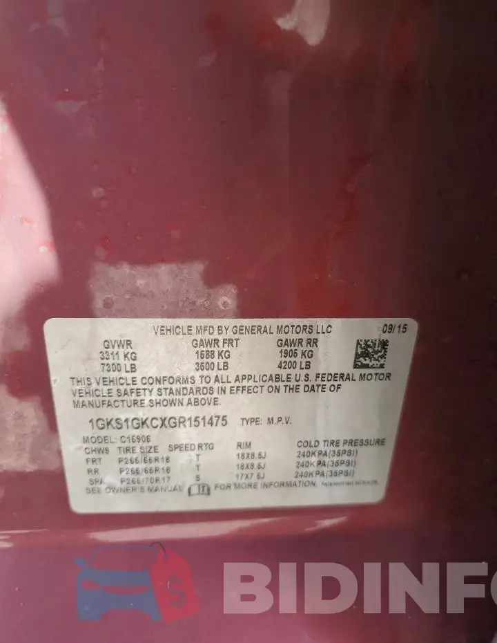 1GKS1GKCXGR151475 Photo# 13
