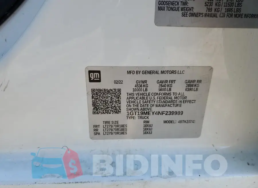 1GT19MEY4NF239989 Photo# 12