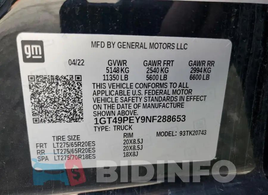 1GT49PEY9NF288653 Photo# 13
