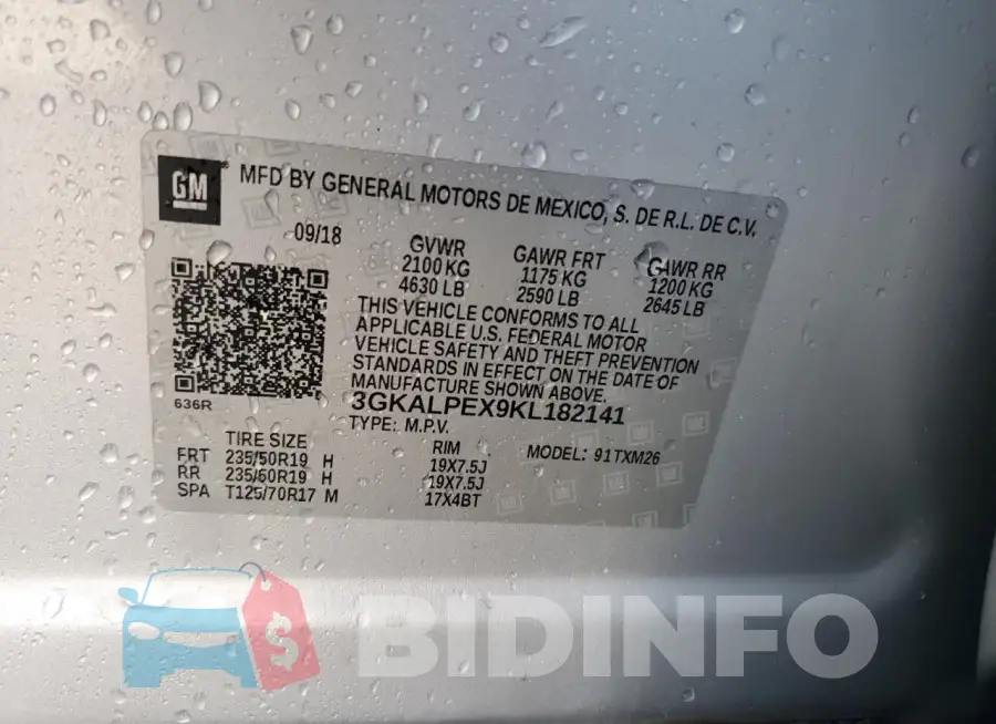 3GKALPEX9KL182141 Photo# 13
