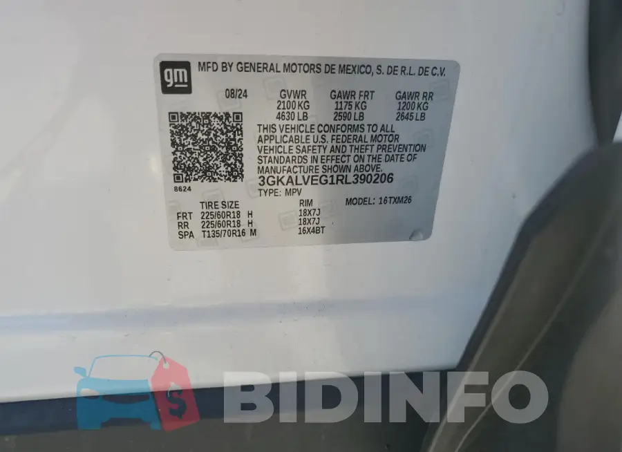 3GKALVEG1RL390206 Photo# 12
