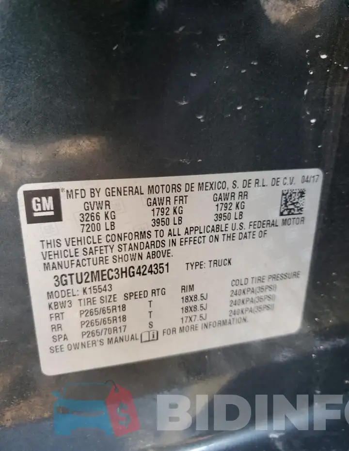 3GTU2MEC3HG424351 Photo# 13
