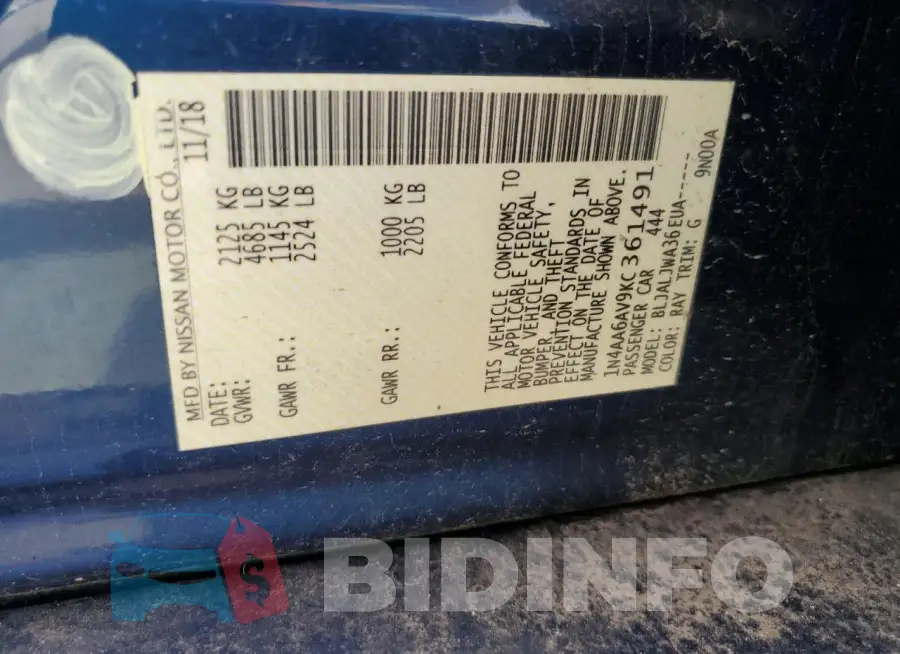 1N4AA6AV9KC361491 Photo# 12
