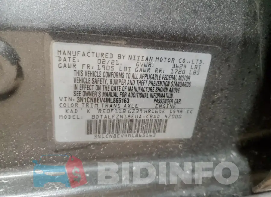 3N1CN8EV4ML865163 Photo# 12