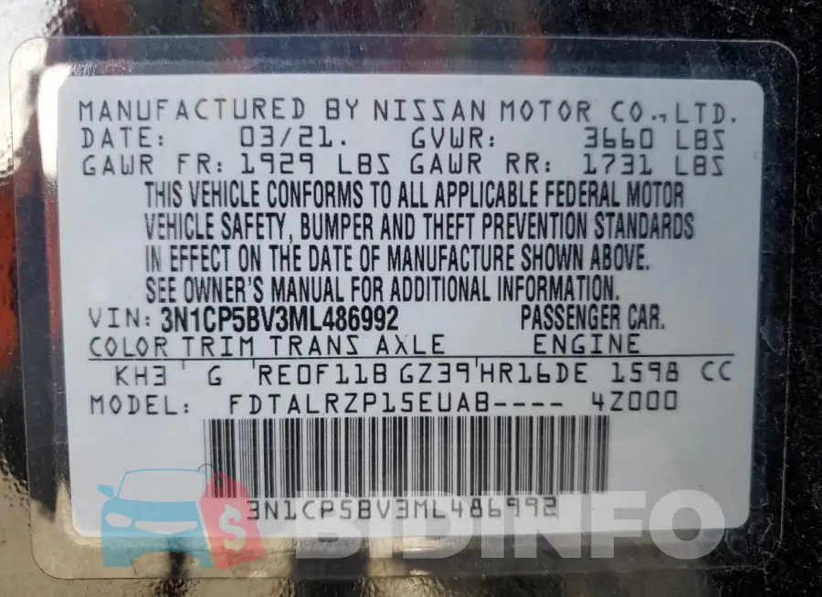 3N1CP5BV3ML486992 Photo# 12