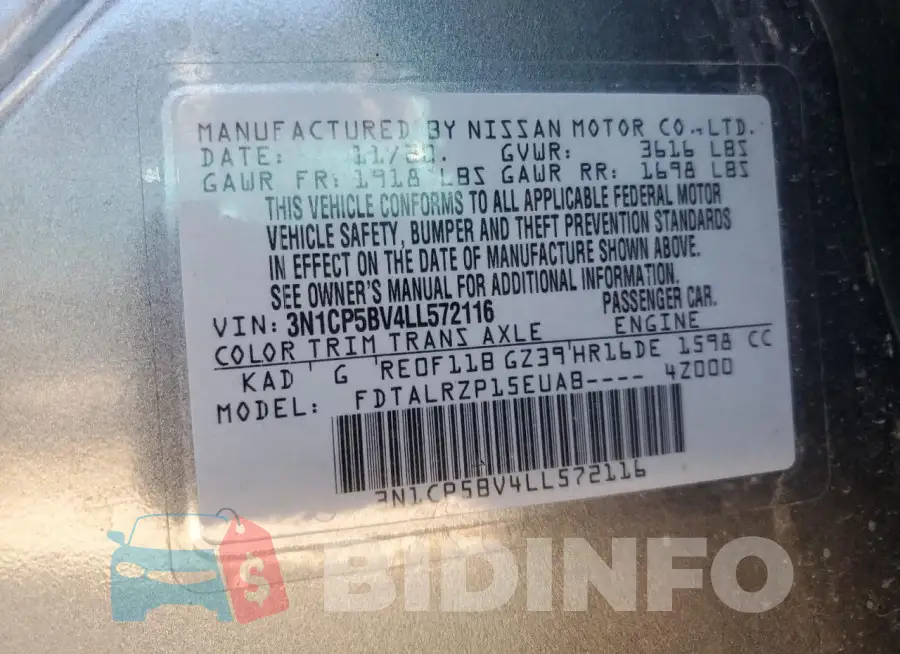3N1CP5BV4LL572116 Photo# 14