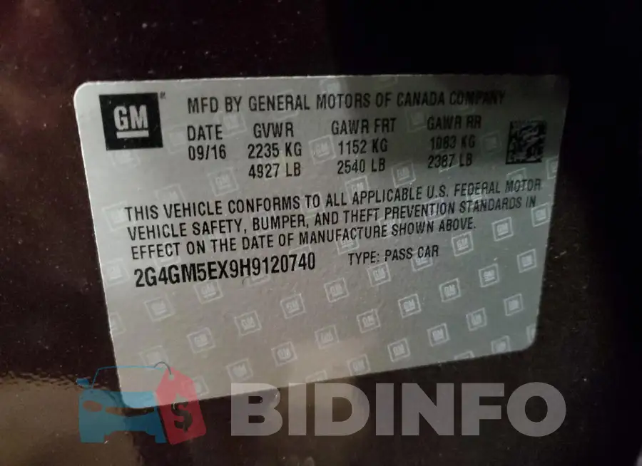 2G4GM5EX9H9120740 Photo# 13