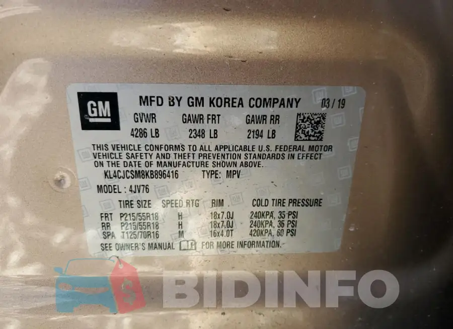 KL4CJCSM8KB896416 Photo# 13