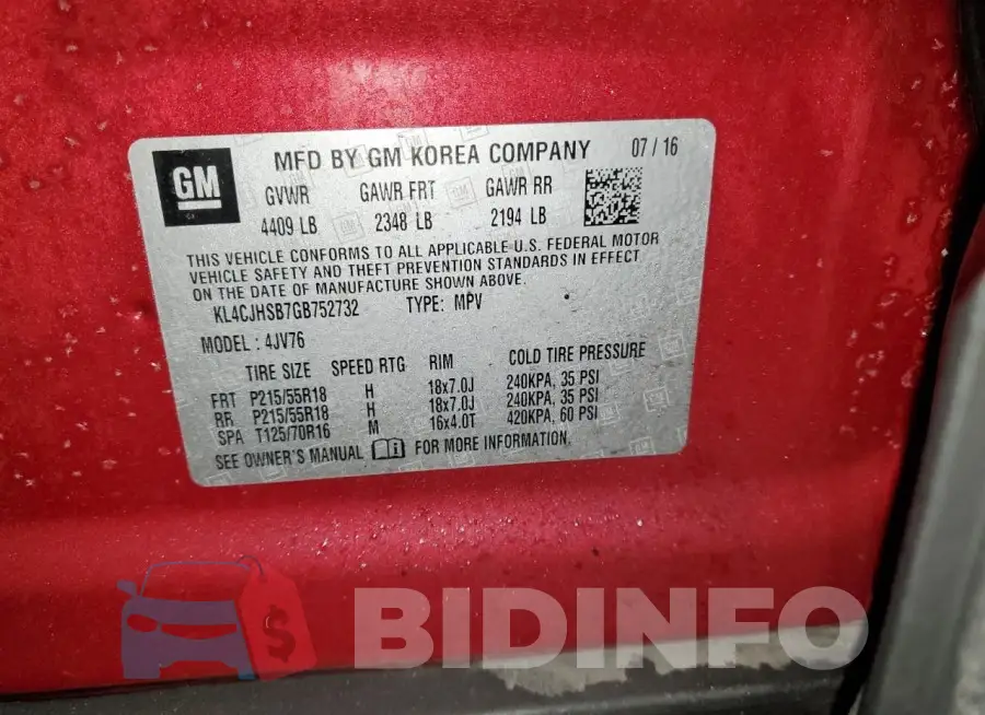 KL4CJHSB7GB752732 Photo# 13