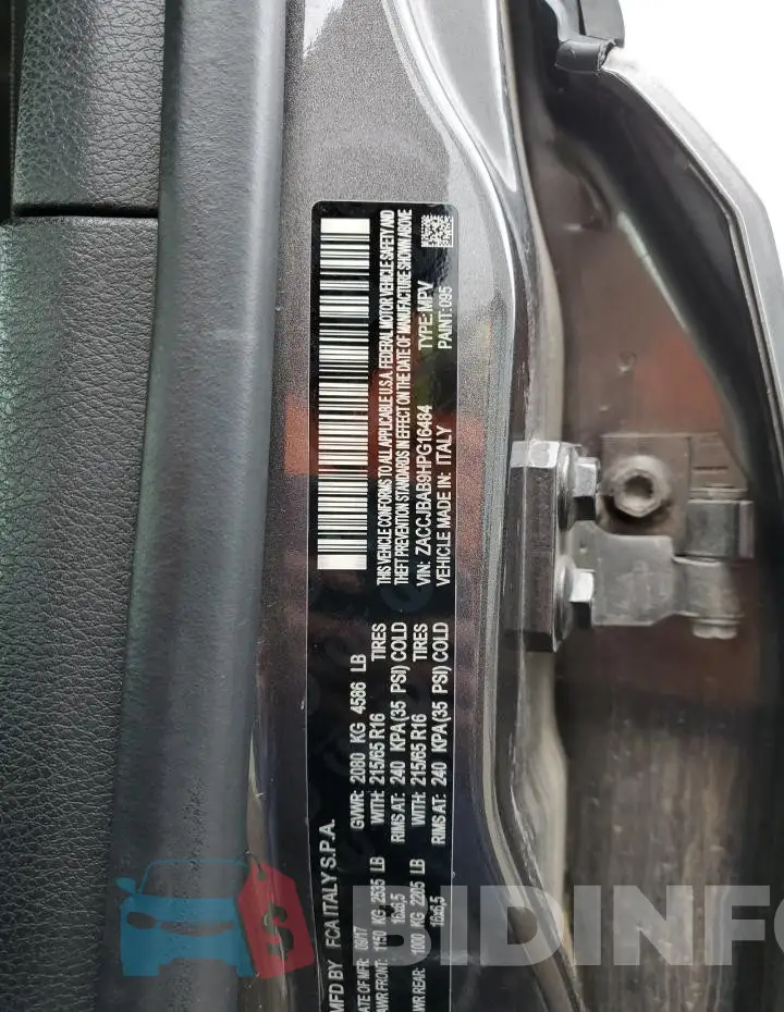 ZACCJBAB9HPG16484 Photo# 13