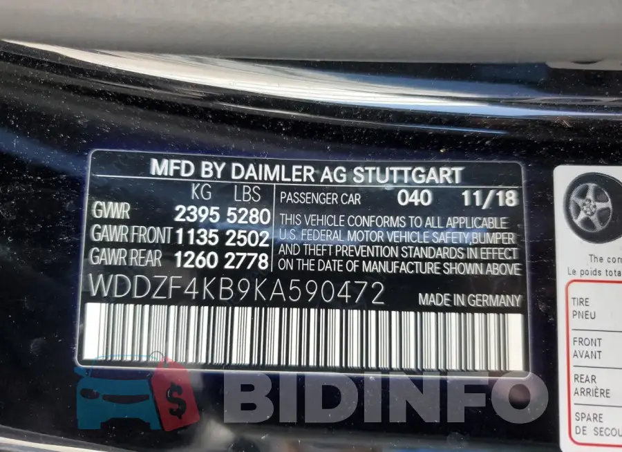 WDDZF4KB9KA590472 Photo# 13