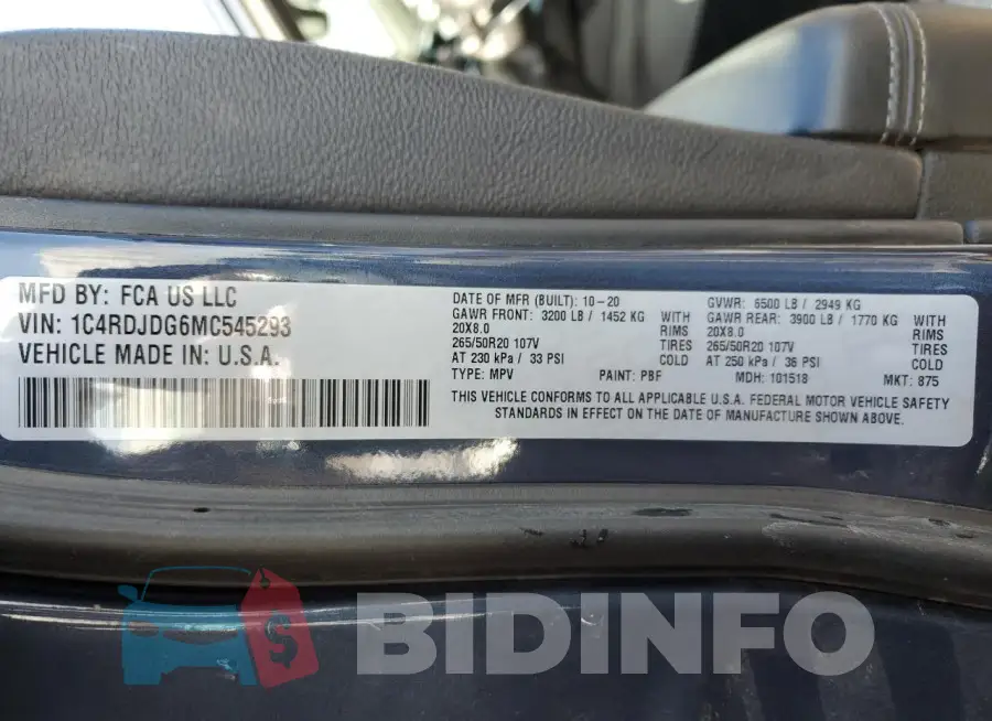 1C4RDJDG6MC545293 Photo# 14