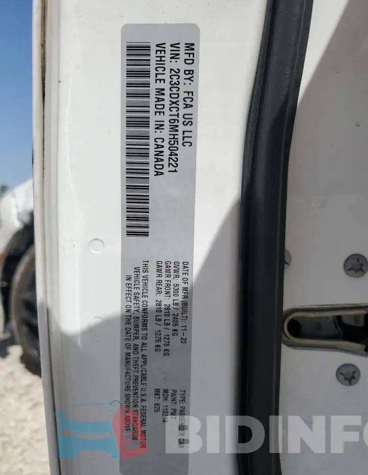 2C3CDXCT6MH504221 Photo# 12