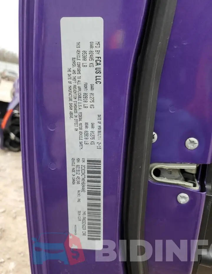 2C3CDXCTXKH604402 Photo# 13
