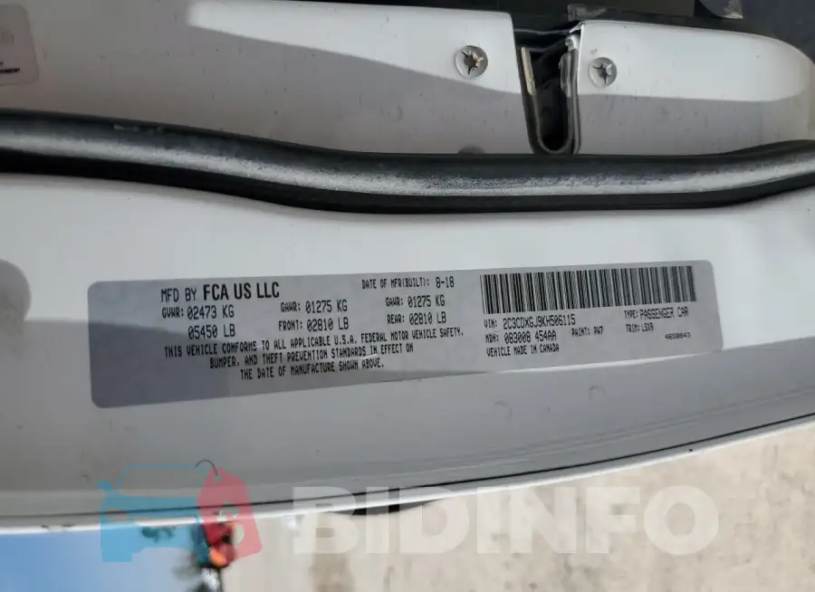 2C3CDXGJ9KH506115 Photo# 12