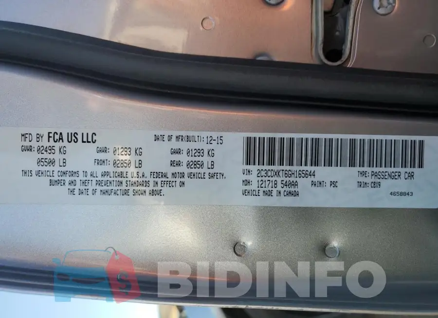 2C3CDXKT6GH165644 Photo# 12