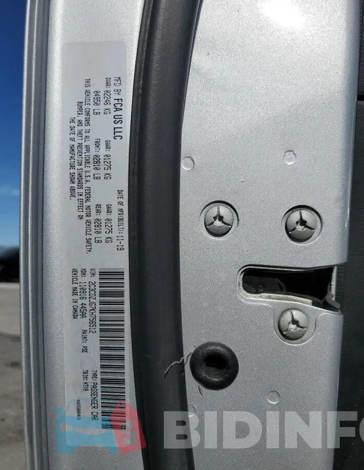 2C3CDZJG7KH756512 Photo# 13