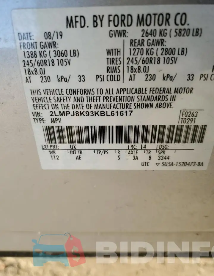 2LMPJ8K93KBL61617 Photo# 12
