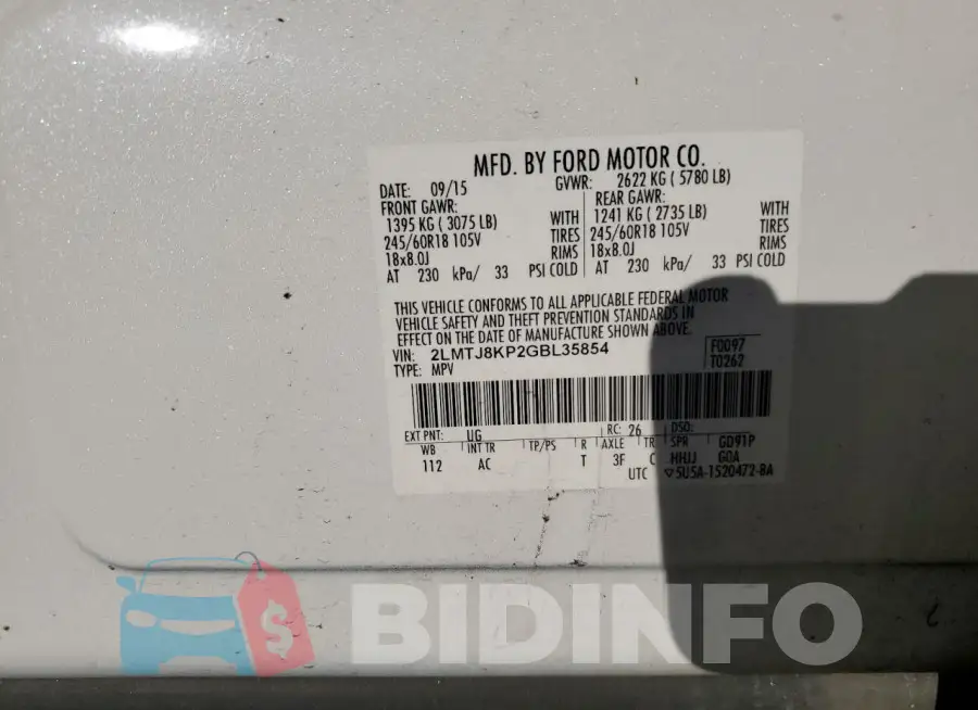 2LMTJ8KP2GBL35854 Photo# 14