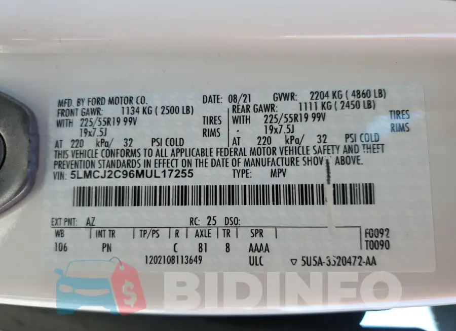 5LMCJ2C96MUL17255 Photo# 13