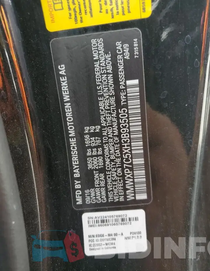 WMWXP7C5XH3B93505 Photo# 13