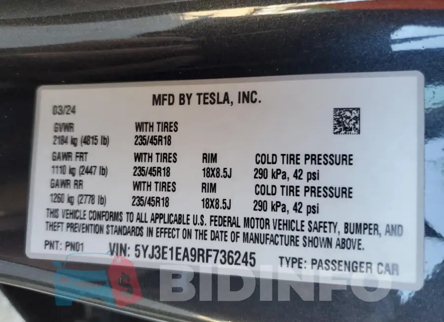 5YJ3E1EA9RF736245 Photo# 13