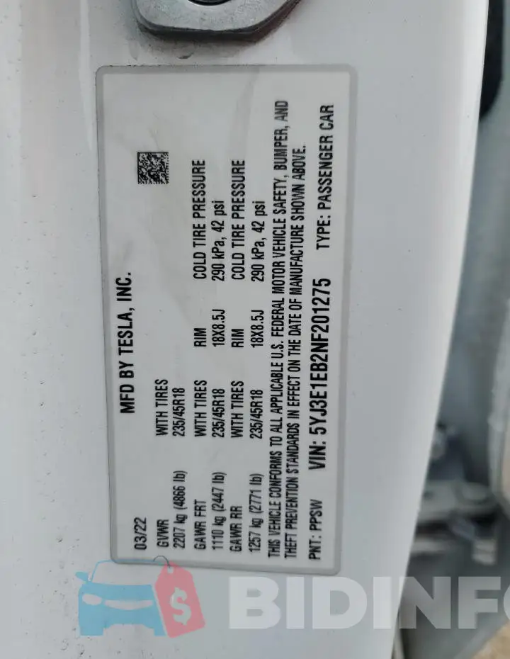 5YJ3E1EB2NF201275 Photo# 14