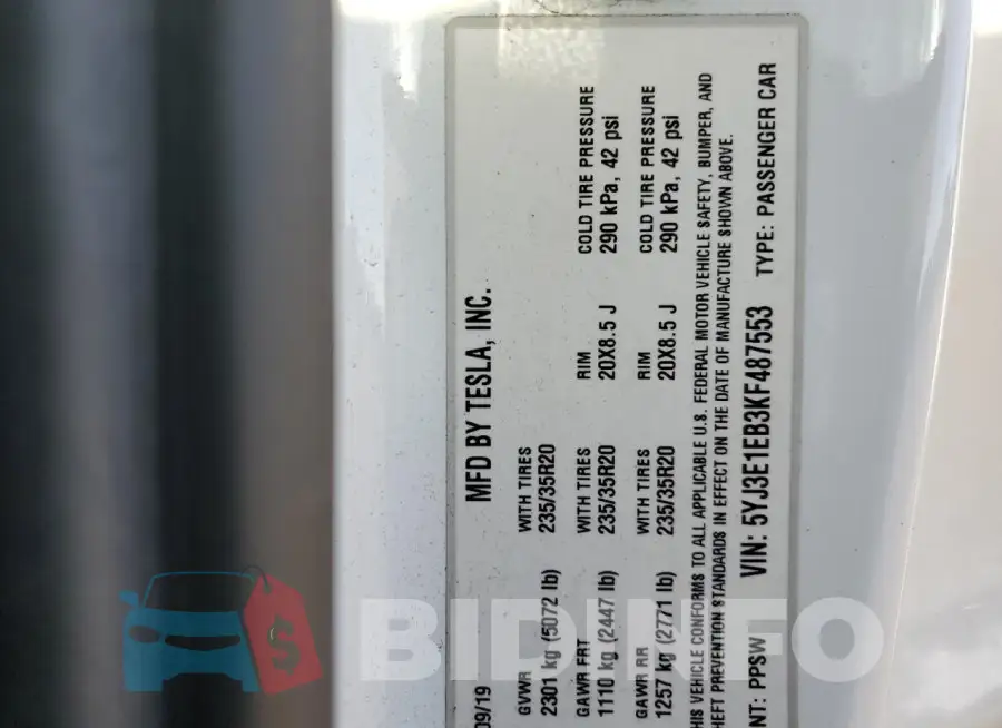 5YJ3E1EB3KF487553 Photo# 12