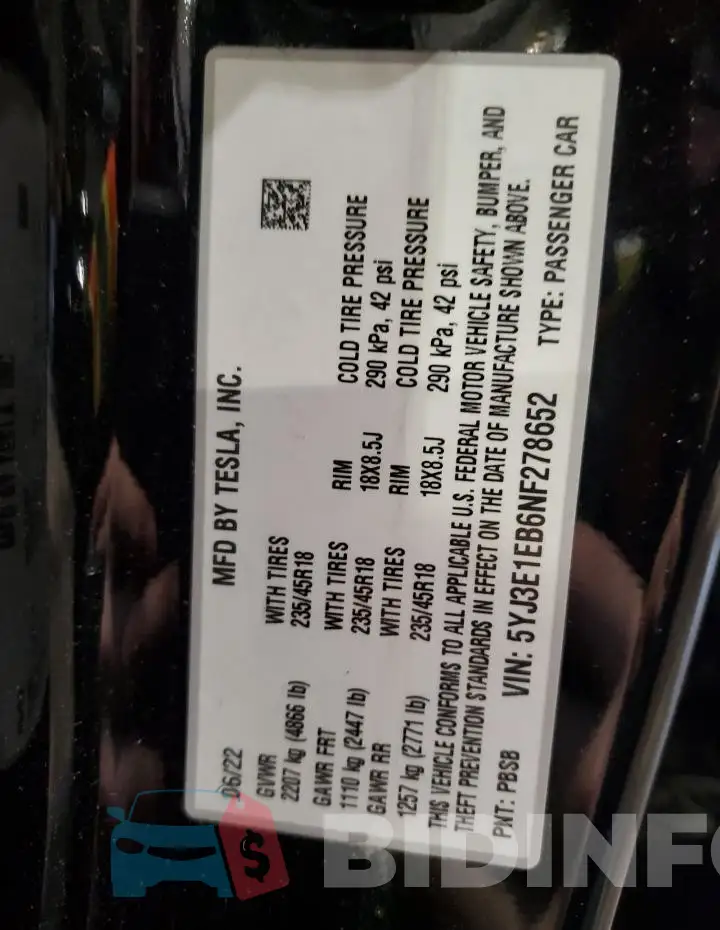 5YJ3E1EB6NF278652 Photo# 12