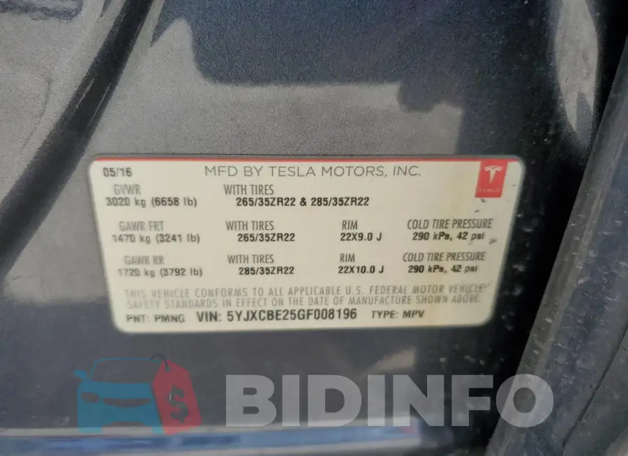 5YJXCBE25GF008196 Photo# 12