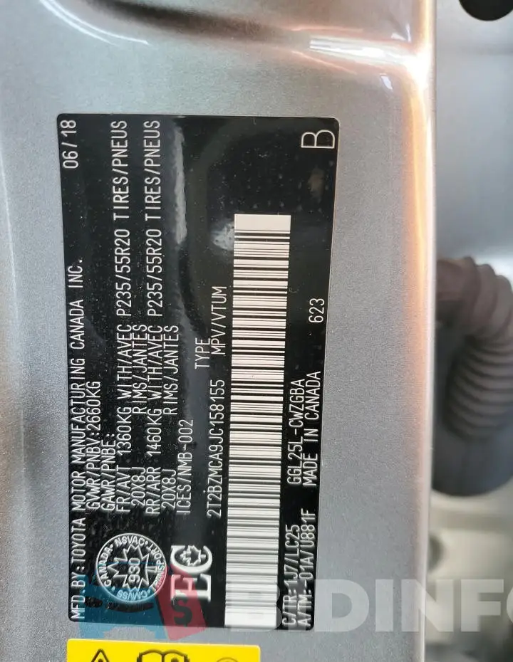 2T2BZMCA9JC158155 Photo# 14