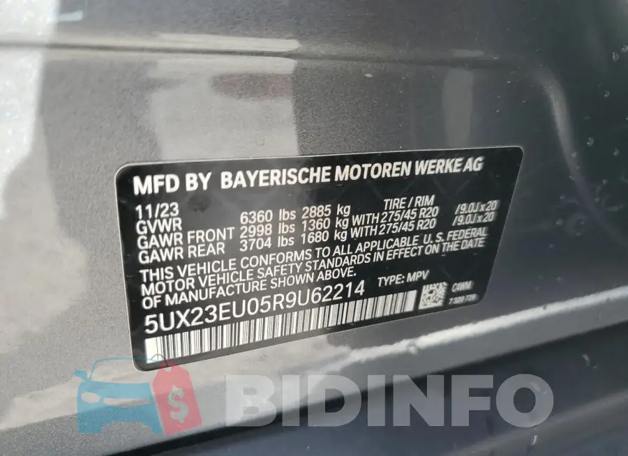 5UX23EU05R9U62214 Photo# 13