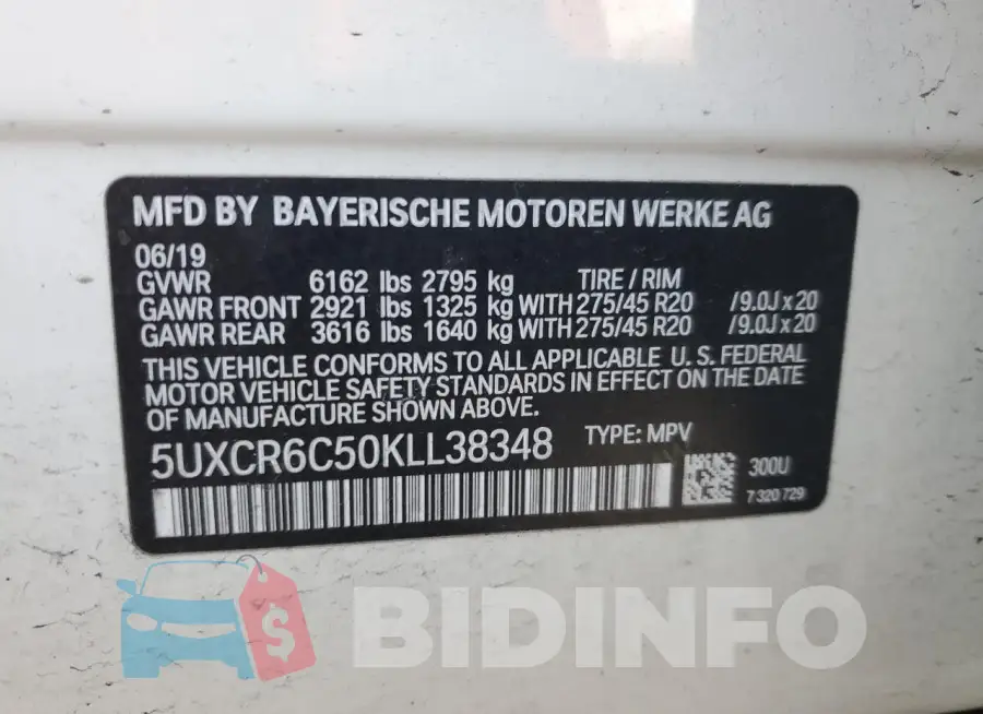 5UXCR6C50KLL38348 Photo# 13