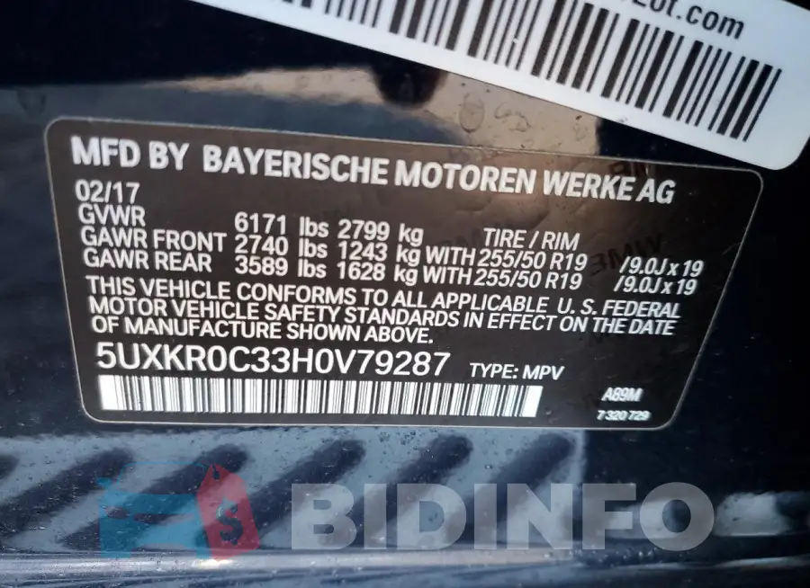 5UXKR0C33H0V79287 Photo# 13