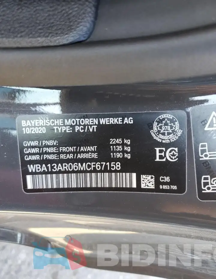 WBA13AR06MCF67158 Photo# 12