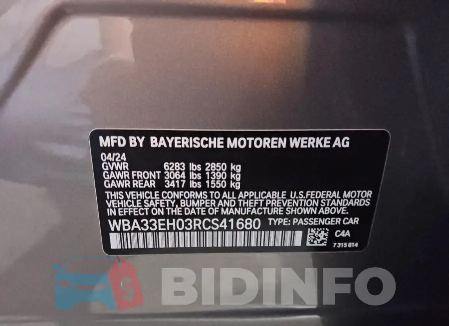 WBA33EH03RCS41680 Photo# 12