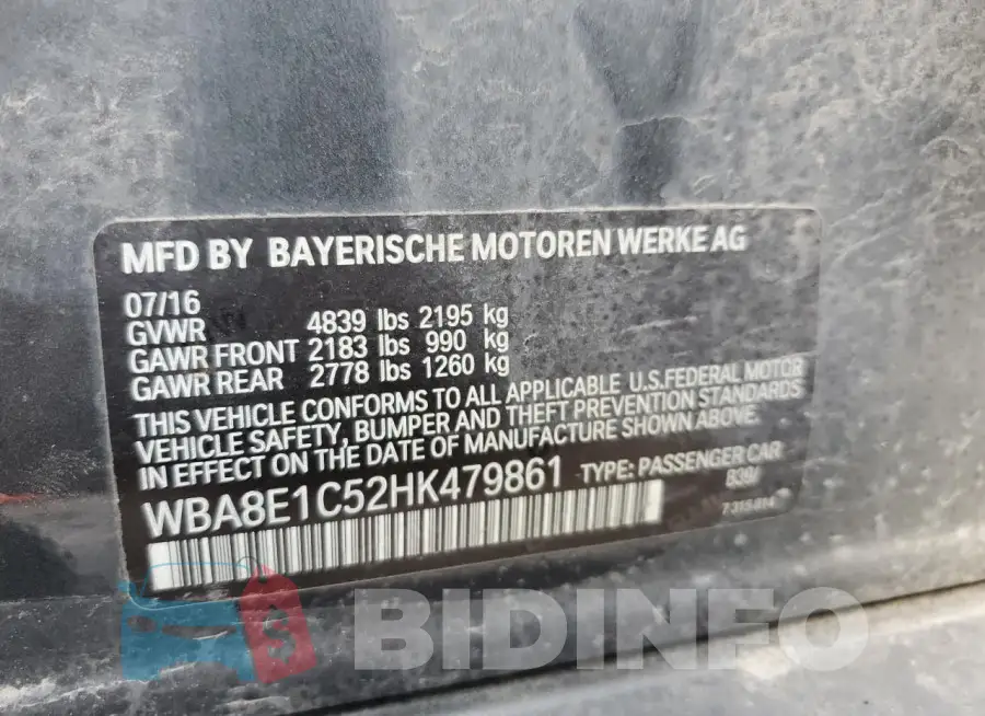 WBA8E1C52HK479861 Photo# 12