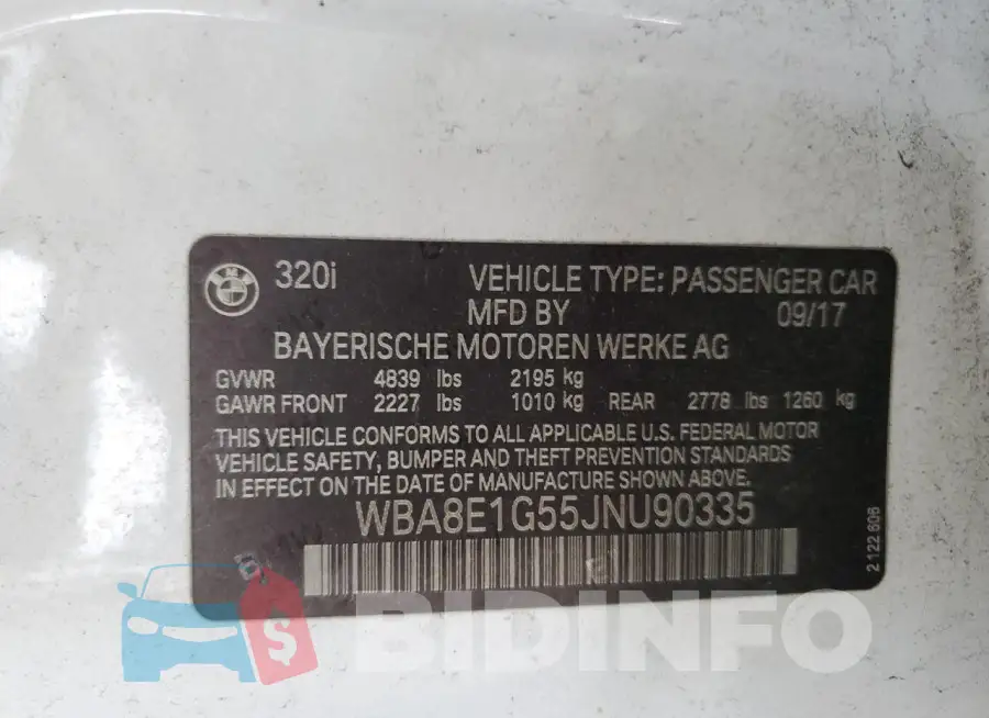 WBA8E1G55JNU90335 Photo# 13