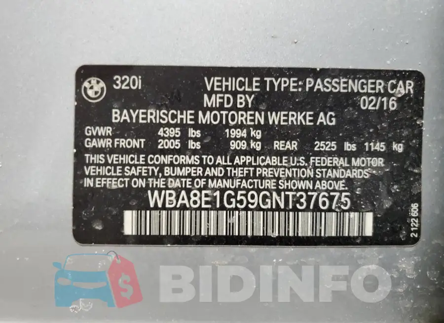 WBA8E1G59GNT37675 Photo# 12