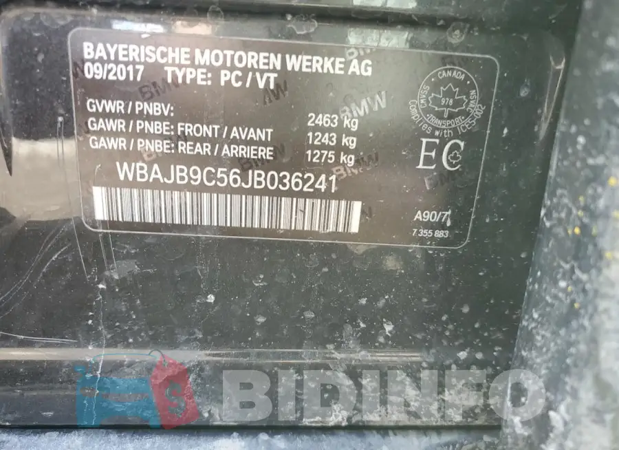 WBAJB9C56JB036241 Photo# 12
