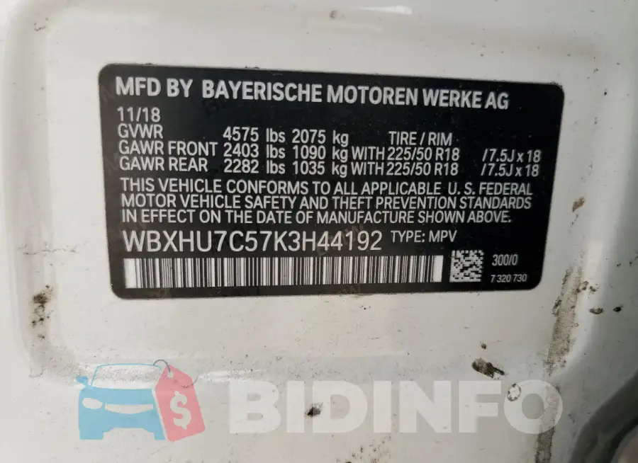 WBXHU7C57K3H44192 Photo# 13