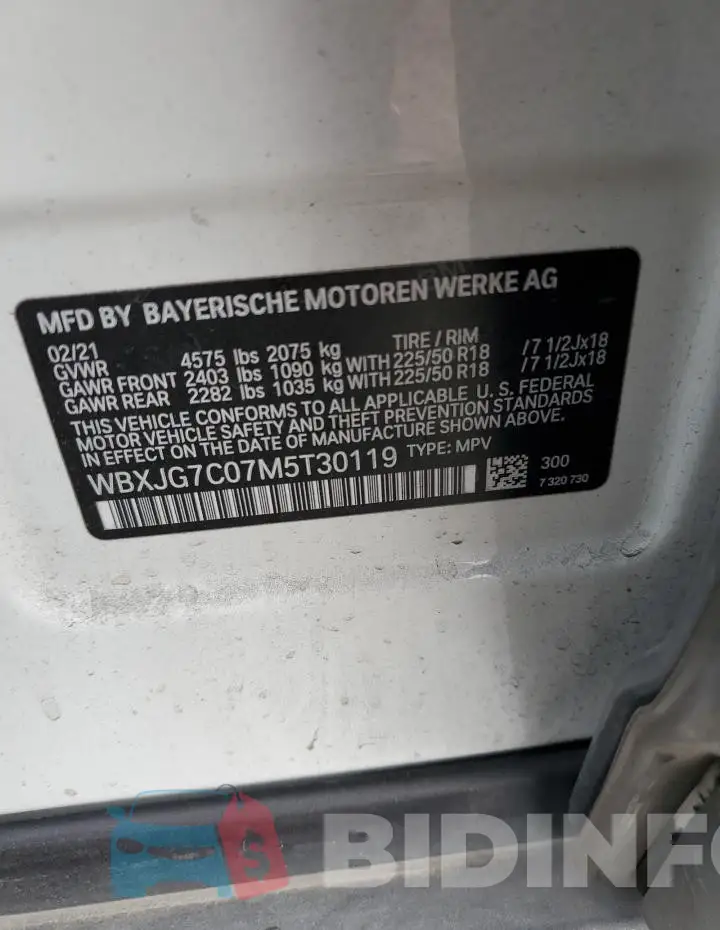 WBXJG7C07M5T30119 Photo# 13
