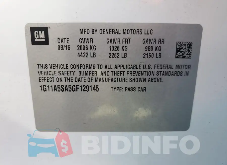 1G11A5SA5GF129145 Photo# 12