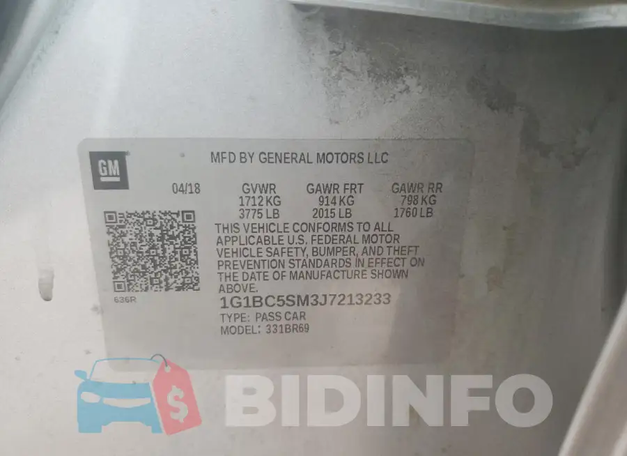 1G1BC5SM3J7213233 Photo# 12