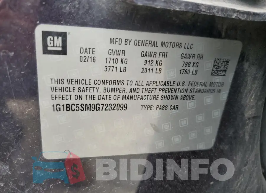1G1BC5SM9G7232099 Photo# 12